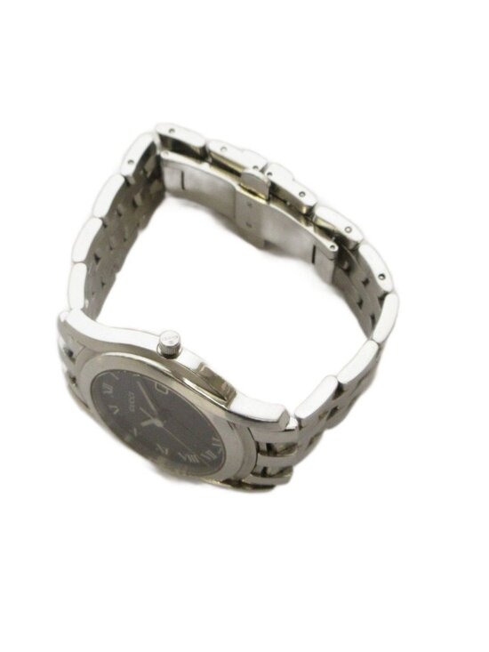 Gucci Watch Analog 3 Hand Quartz Round Face Silver Color Black